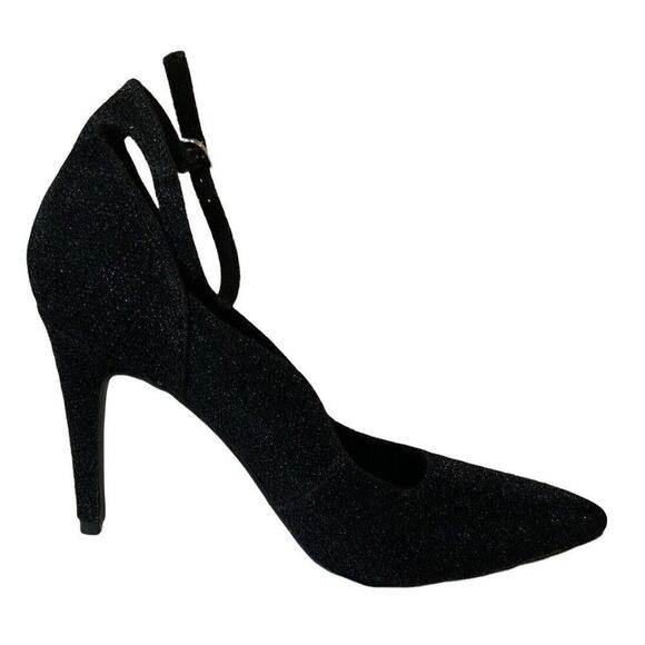 Christian Siriano Shoe Women 5.5 Pointed Toe Slip On Black Pump Ankle Strap Heel - Picture 1 of 7